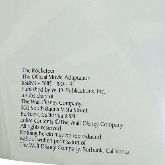THE ROCKETEER Official Official Movie Adaptation #1 1991 Disney Dave Stevens VF+ - Picture 4 of 4